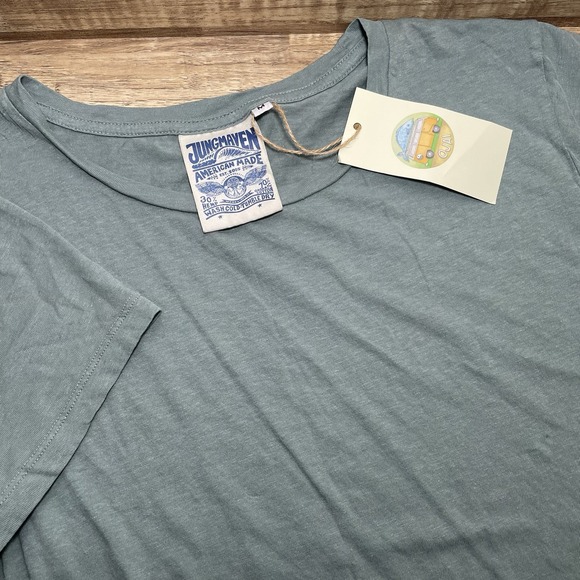 Jungmaven Tops - Jungmaven Ojai Hemp Organic Cotton Blend T Shirt Jade Green Womens M Made in USA